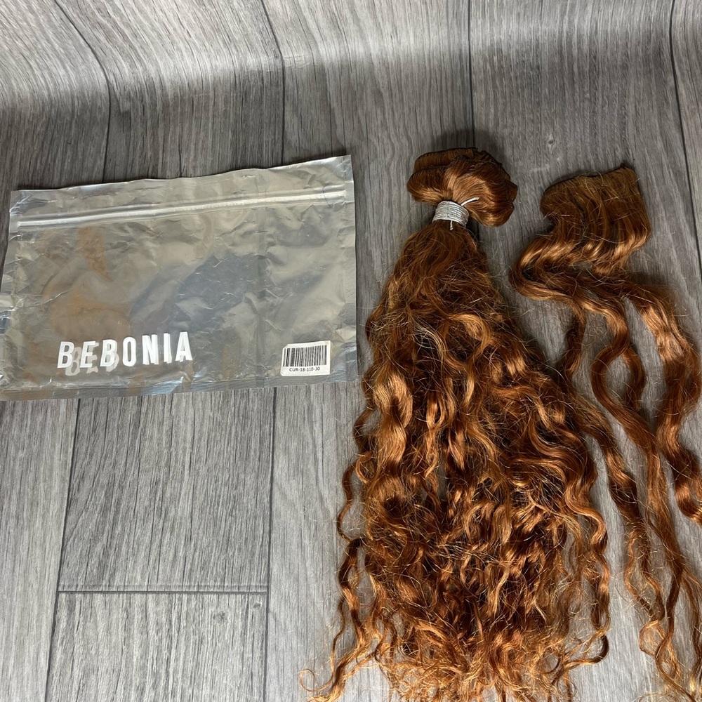 Bebonia strawberry blonde 18 inch curly human hair extensions clip in